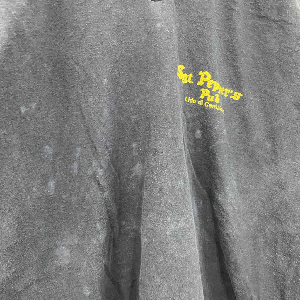 90s～　Sgt Peppers Cafe Bar　半袖プリントTシャツ　シングルステッチ　アーチプリント　3連プリント　黒　ブラック　　ヴィンテージ　古着
