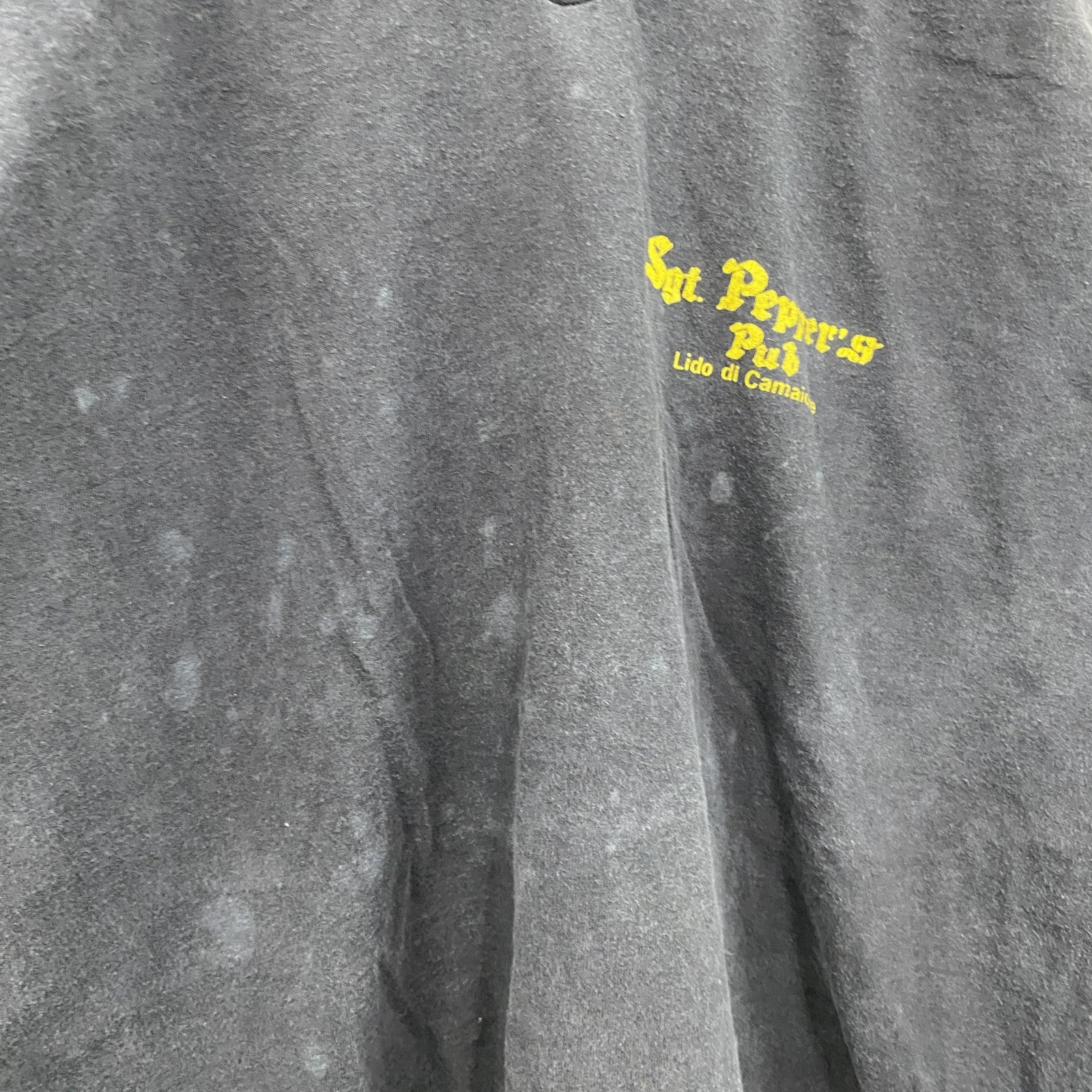 90s～　Sgt Peppers Cafe Bar　半袖プリントTシャツ　シングルステッチ　アーチプリント　3連プリント　黒　ブラック　　ヴィンテージ　古着