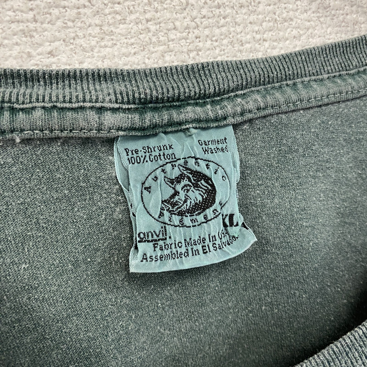 ～90s　anvil　アンヴィル　半袖プリントTシャツ　カプセルプリント　アーチプリント　3連プリント　カーキ　XLサイズ　　ヴィンテージ　古着