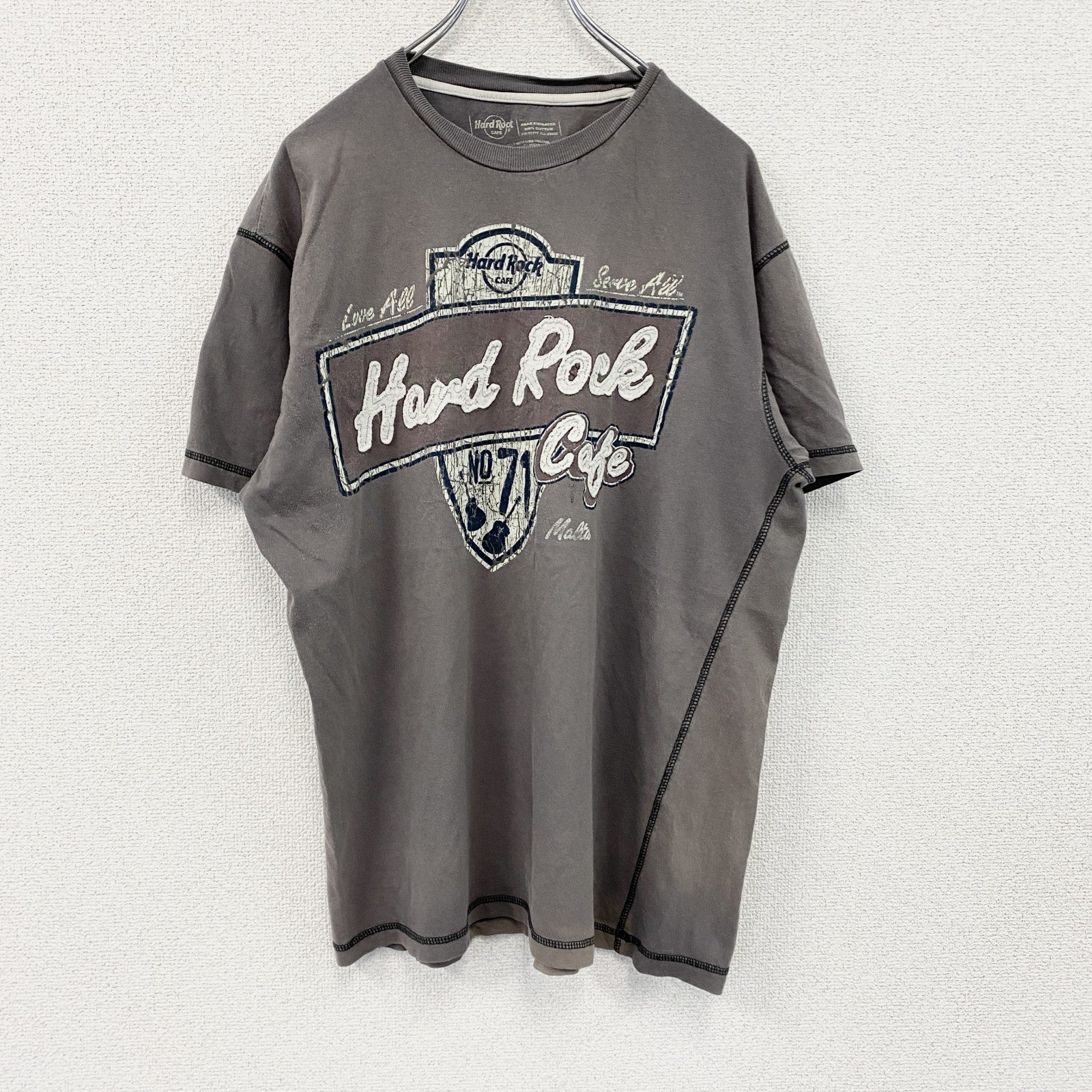 Hard Rock Cafe　ハードロックカフェ　半袖プリントTシャツ　カーキブラウン　古着