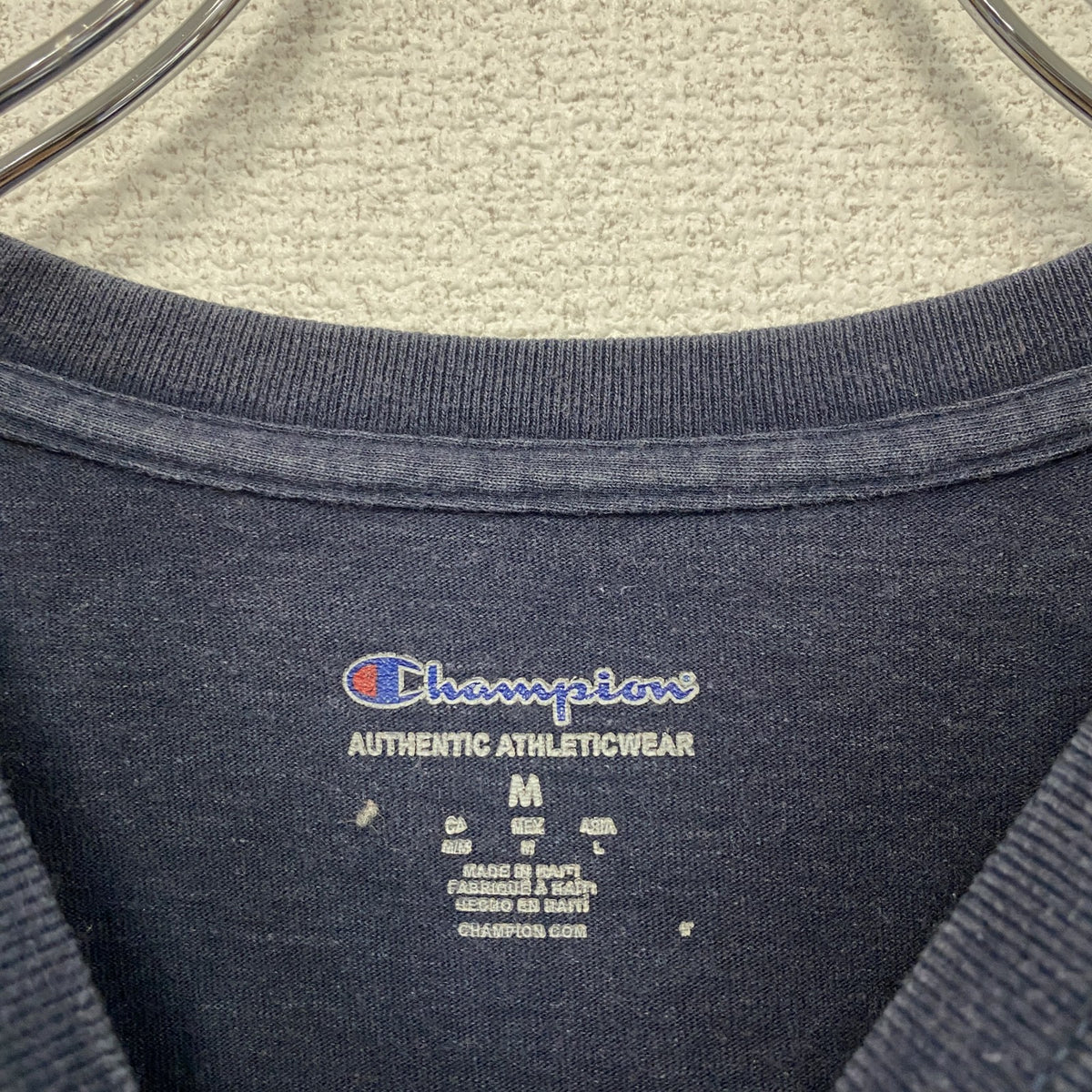 Champion　チャンピオン　半袖Tシャツ　無地　紺　ネイビー　Mサイズ　古着