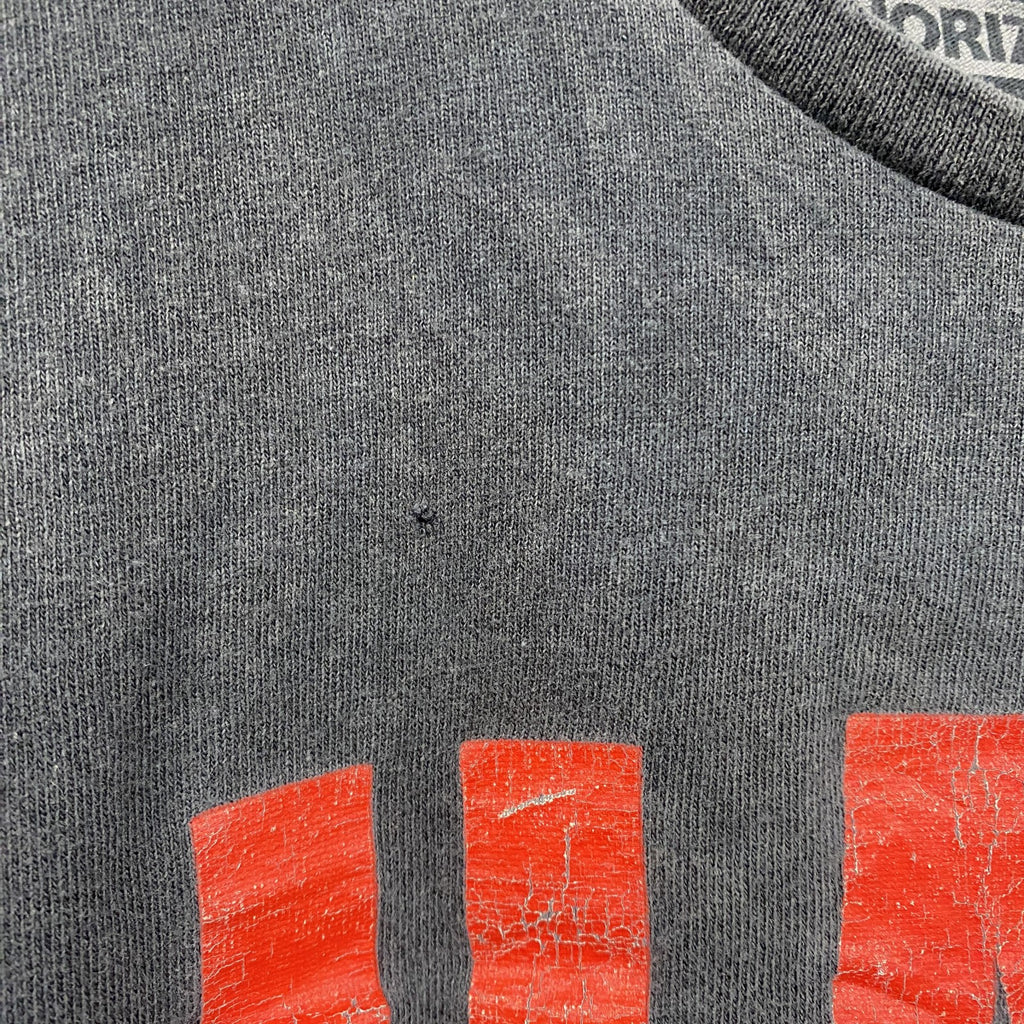 HORIZON NY　半袖プリントTシャツ　メッセージT　英字プリント　ビッグプリント　クルーネック　黒　ブラック　XLサイズ　古着