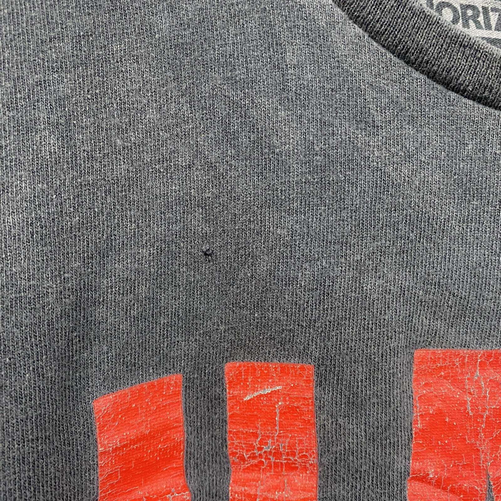 HORIZON NY　半袖プリントTシャツ　メッセージT　英字プリント　ビッグプリント　クルーネック　黒　ブラック　XLサイズ　古着