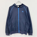 adidas　アディダス　フルジップスウェットパーカー/フーディー　ラグランスリーブ　紺　ネイビー　Lサイズ　古着