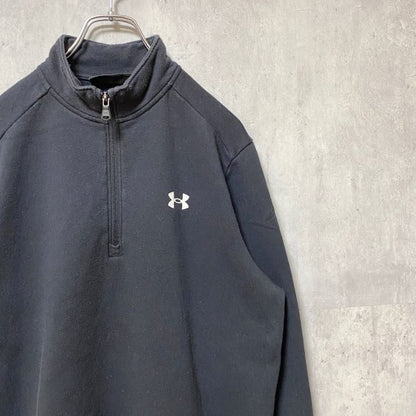 古着 used　UNDER ARMOUR　アンダーアーマー　長袖ハーフジップスウェット　トレーナー　黒　ブラック　Mサイズ