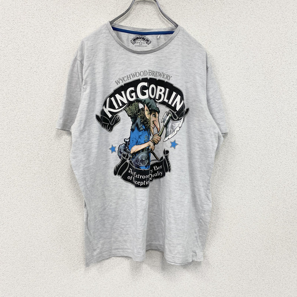 HOBGOBLIN　Wychwood Brewery　半袖プリントTシャツ　キングゴブリン　霜降りグレー　XLサイズ　古着
