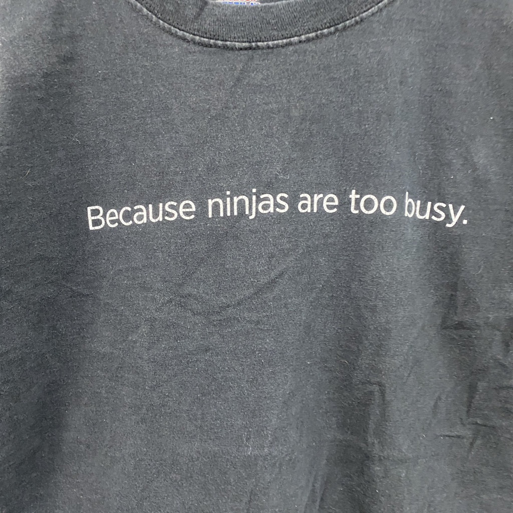 Hanes　ヘインズ　半袖メッセージプリントTシャツ　黒　ブラック　Mサイズ　古着