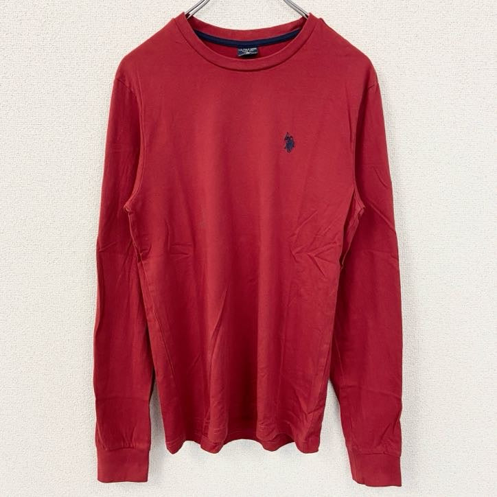 U.S.POLOASSN　ユーエスポロアッスン　長袖Tシャツ　ロンT　ワンポイントロゴ刺繍　赤　レッド　XSサイズ　古着