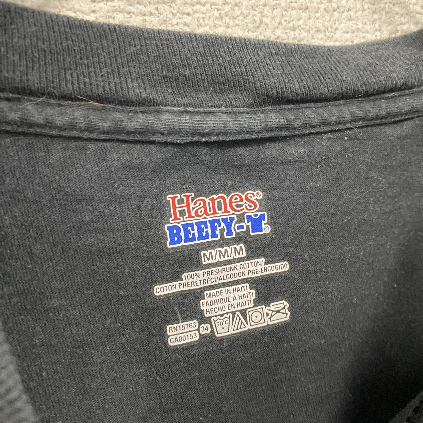 Hanes　ヘインズ　半袖メッセージプリントTシャツ　黒　ブラック　Mサイズ　古着