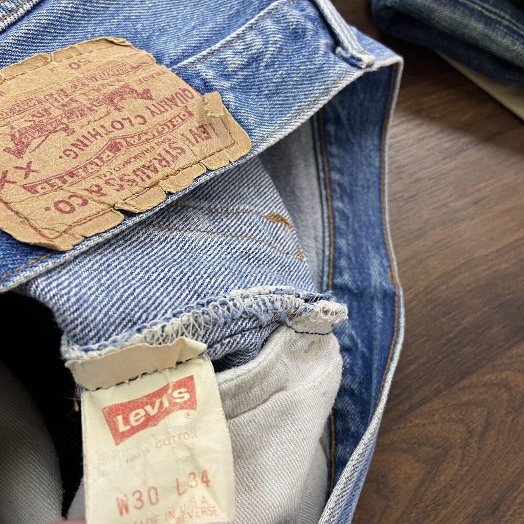 Levi's　リーバイス　501　リメイクデニムスカート/ミニスカート　ボタンフライ　インディゴ　W30サイズ　古着