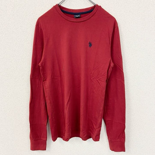 古着 used　U.S.POLOASSN　ユーエスポロアッスン　長袖Tシャツ　ロンT　ワンポイントロゴ刺繍　赤　レッド　XSサイズ
