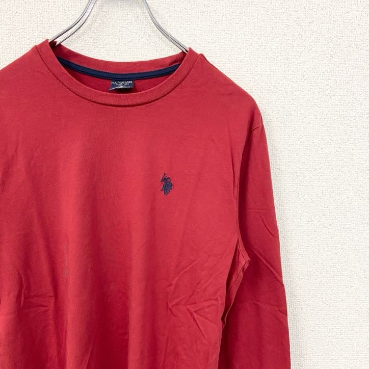 U.S.POLOASSN　ユーエスポロアッスン　長袖Tシャツ　ロンT　ワンポイントロゴ刺繍　赤　レッド　XSサイズ　古着