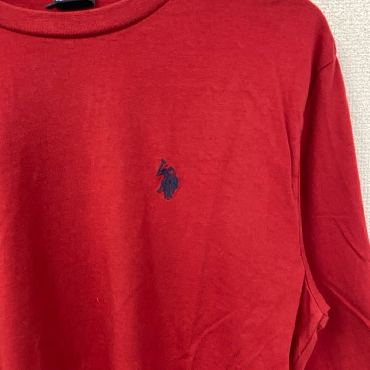 U.S.POLOASSN　ユーエスポロアッスン　長袖Tシャツ　ロンT　ワンポイントロゴ刺繍　赤　レッド　XSサイズ　古着