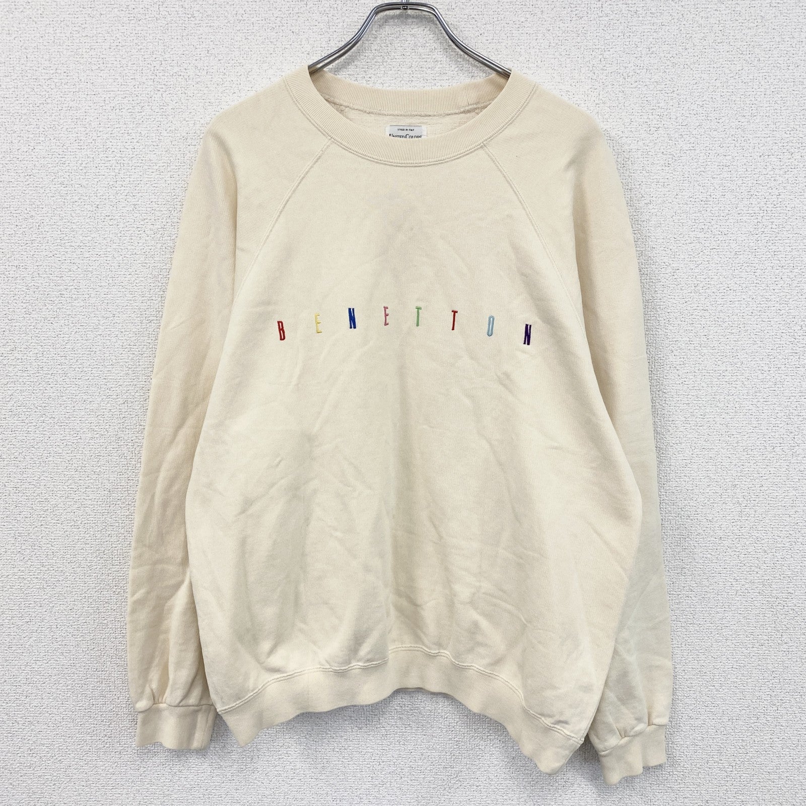 90s～　UNITED COLORS OF BENETTON　ベネトン　スウェット/トレーナー　ベージュ　48サイズ　　ヴィンテージ　古着