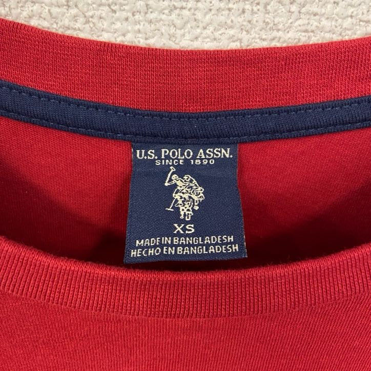 U.S.POLOASSN　ユーエスポロアッスン　長袖Tシャツ　ロンT　ワンポイントロゴ刺繍　赤　レッド　XSサイズ　古着