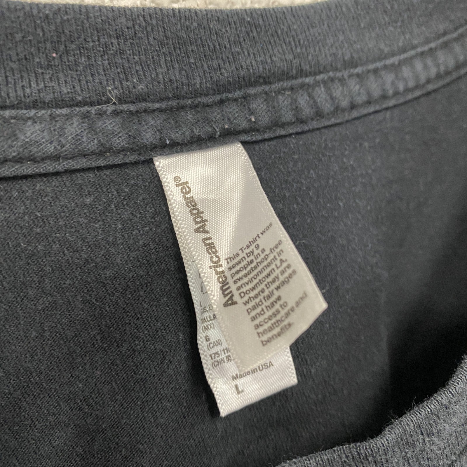 American Apparel　半袖プリントTシャツ　黒　ブラック　Lサイズ　古着