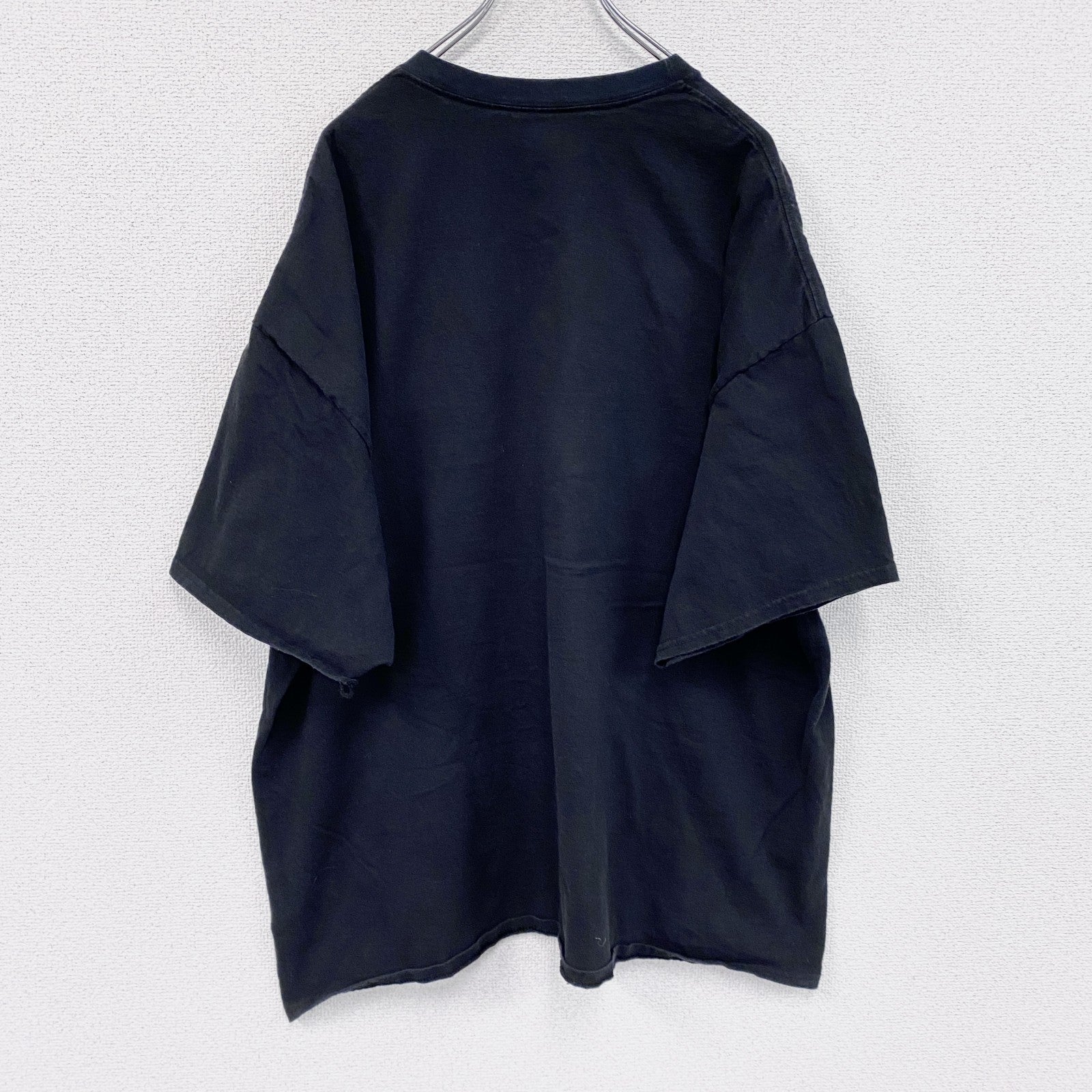 Hanes　ヘインズ　半袖プリントTシャツ　4連プリント　英字プリント　SUPER HERO　黒　ブラック　古着