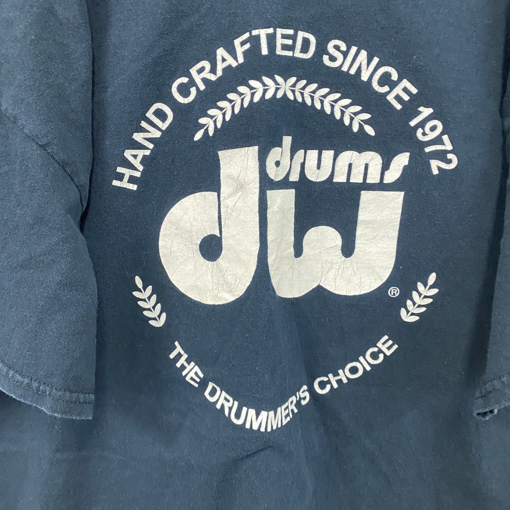 GILDAN　ギルダン　drums dw　半袖プリントTシャツ　紺　ネイビー　Lサイズ　古着