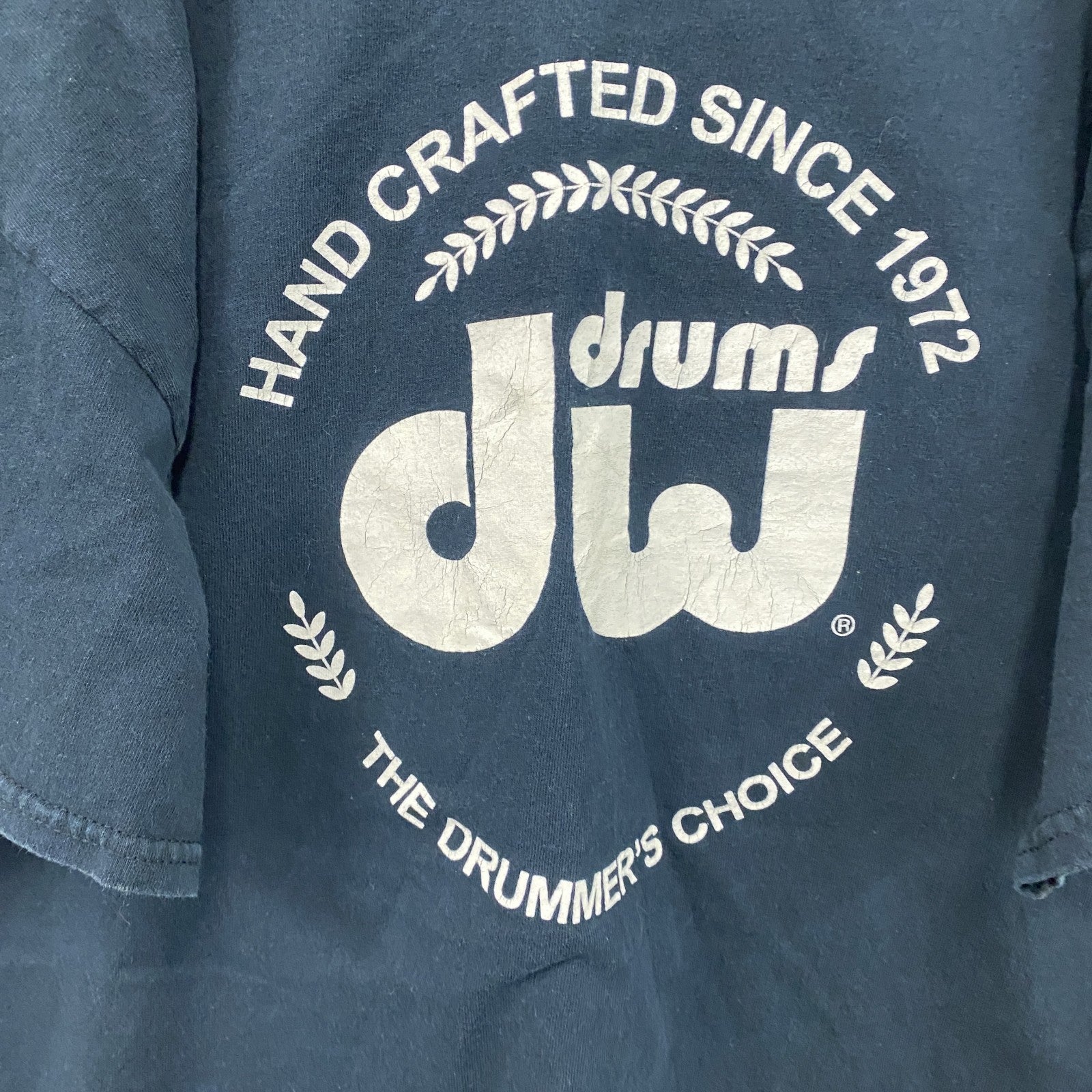 GILDAN　ギルダン　drums dw　半袖プリントTシャツ　紺　ネイビー　Lサイズ　古着