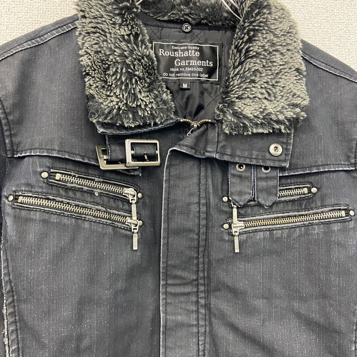 Roushatte Garments　デニムジャケット/Gジャン　黒　ブラック　Mサイズ　古着