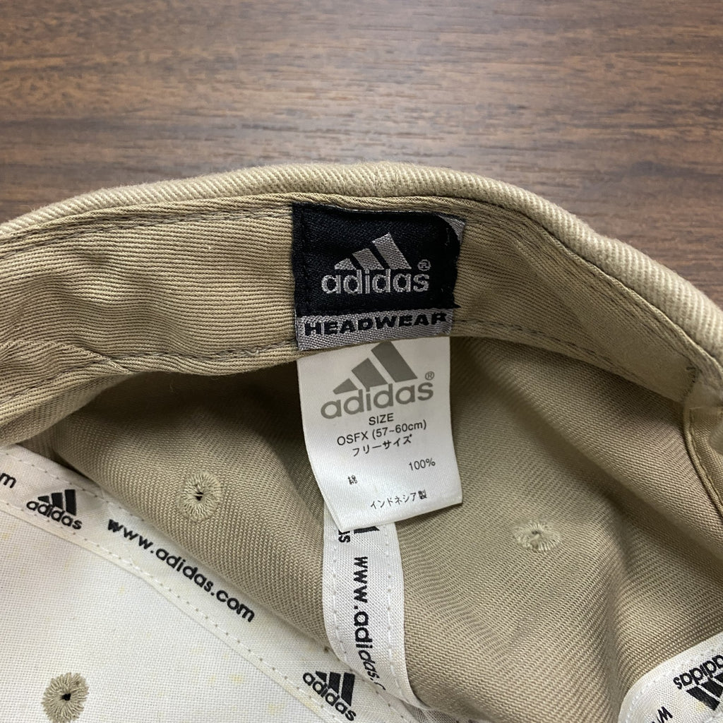 adidas　アディダス　6パネルキャップ　ベースボールキャップ　ベージュ　Fサイズ 帽子 メンズ コットン 古着