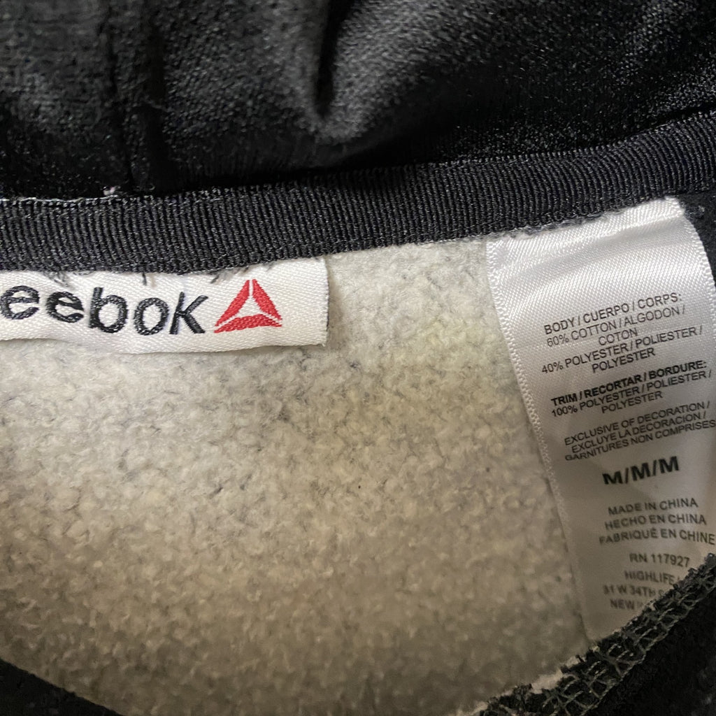 Reebok リーボック　長袖ビッグロゴデザインパーカー　フーディー　バイカラー　黒　ブラック　グレー　灰色　XＬサイズ　古着
