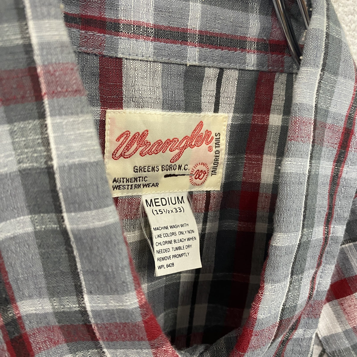 Wrangler　ラングラー　半袖ウエスタンシャツ　チェック柄　グレー　マルチカラー　Mサイズ　古着
