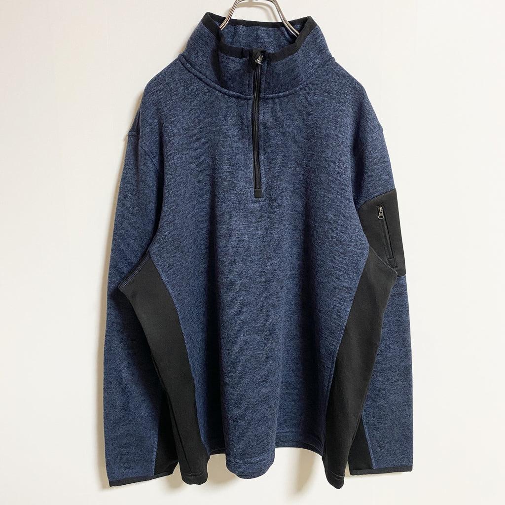 Polo club　長袖ハーフジップフリース　プルオーバー　ネイビー　紺　黒　ブラック　秋冬服　Lサイズ　古着