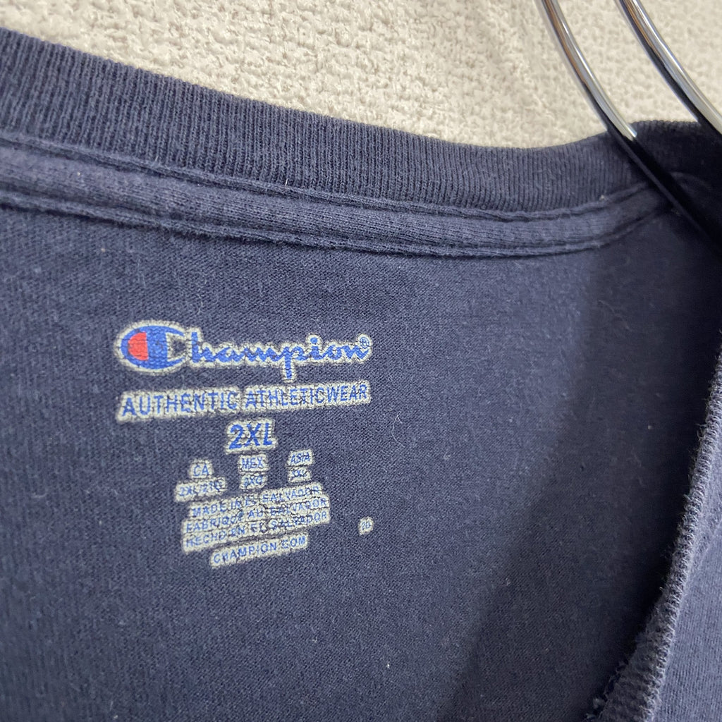 Champion　チャンピオン　半袖プリントTシャツ　紺　ネイビー　2XLサイズ　古着
