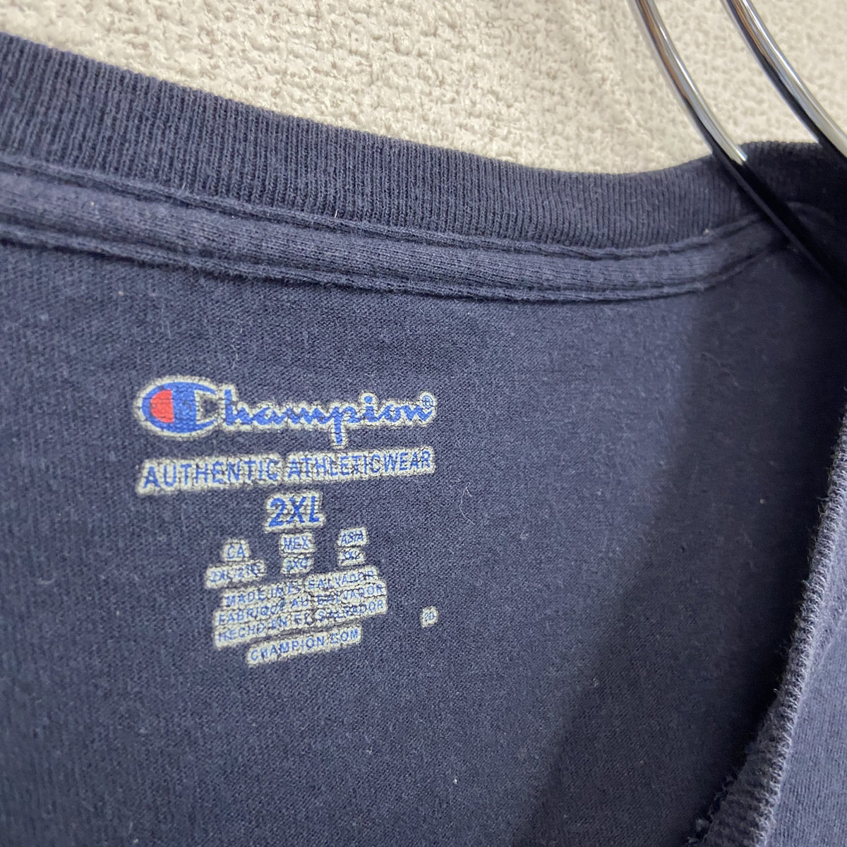 Champion　チャンピオン　半袖プリントTシャツ　紺　ネイビー　2XLサイズ　古着