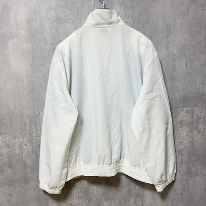 古着 used　teddi　テディ　長袖フルジップナイロンジャケット　肩パッド　白　ホワイト　緑　グリーン　Mサイズ