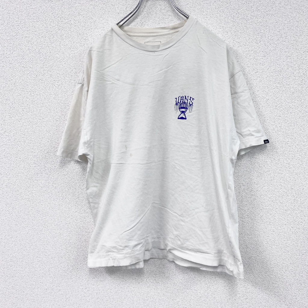 VANS　バンズ　半袖プリントTシャツ　ドクロ　白　ホワイト　Lサイズ　古着