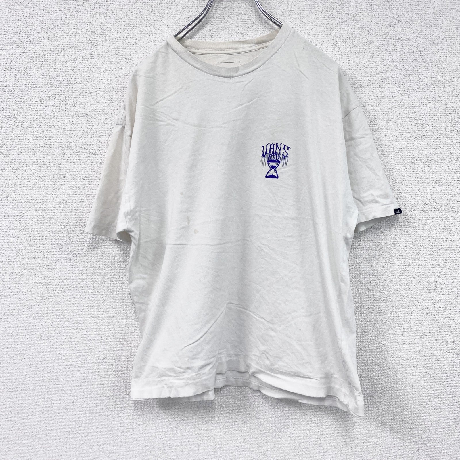 VANS　バンズ　半袖プリントTシャツ　ドクロ　白　ホワイト　Lサイズ　古着