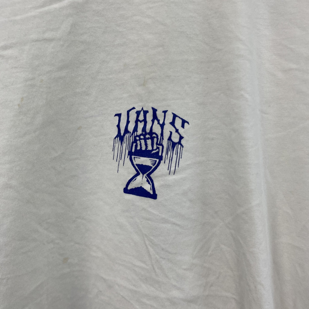 VANS　バンズ　半袖プリントTシャツ　ドクロ　白　ホワイト　Lサイズ　古着