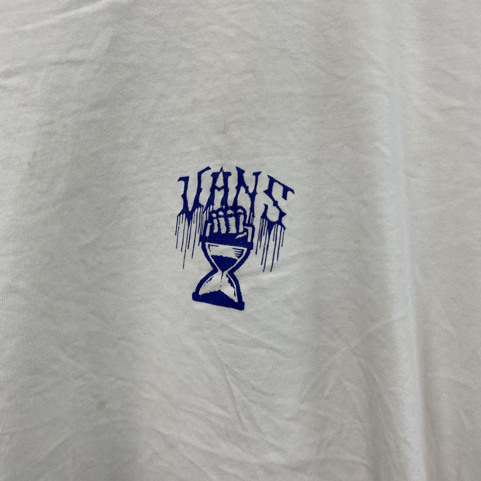 VANS　バンズ　半袖プリントTシャツ　ドクロ　白　ホワイト　Lサイズ　古着