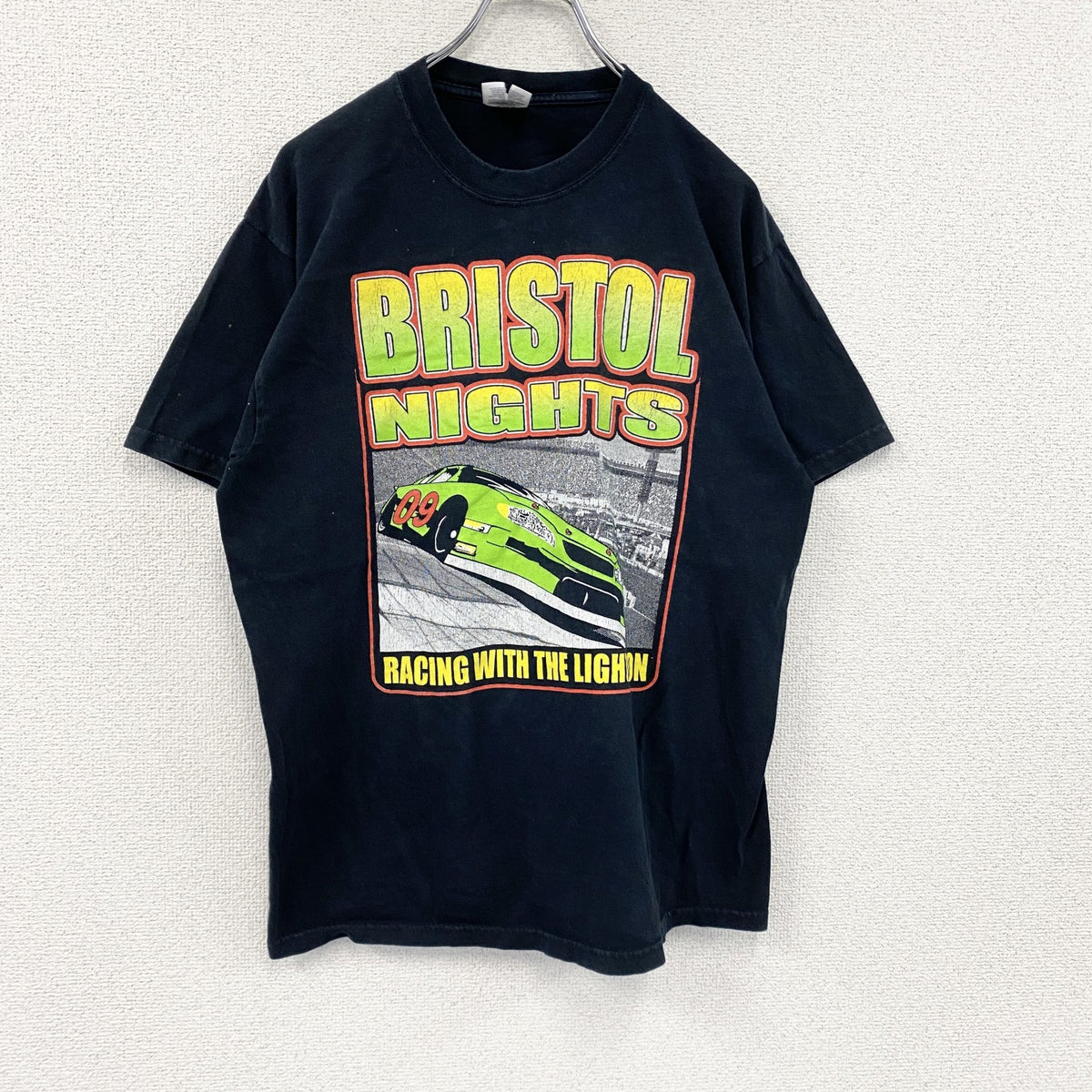 JERZEES　ジャージーズ　半袖プリントTシャツ　レーシング　黒　ブラック　Lサイズ　古着