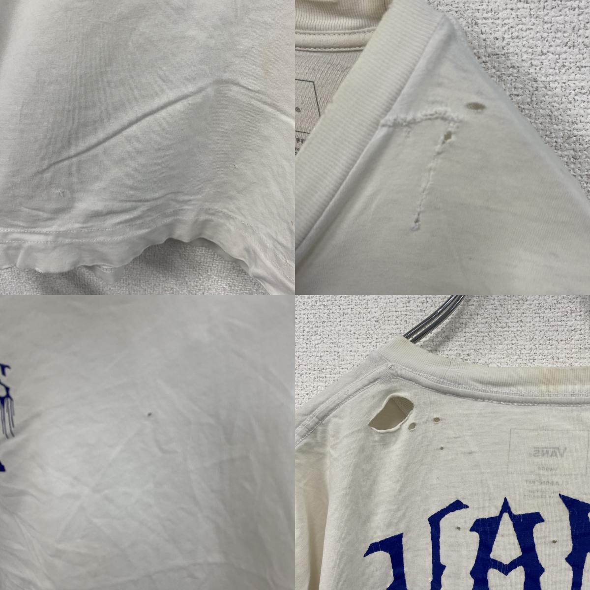 VANS　バンズ　半袖プリントTシャツ　ドクロ　白　ホワイト　Lサイズ　古着