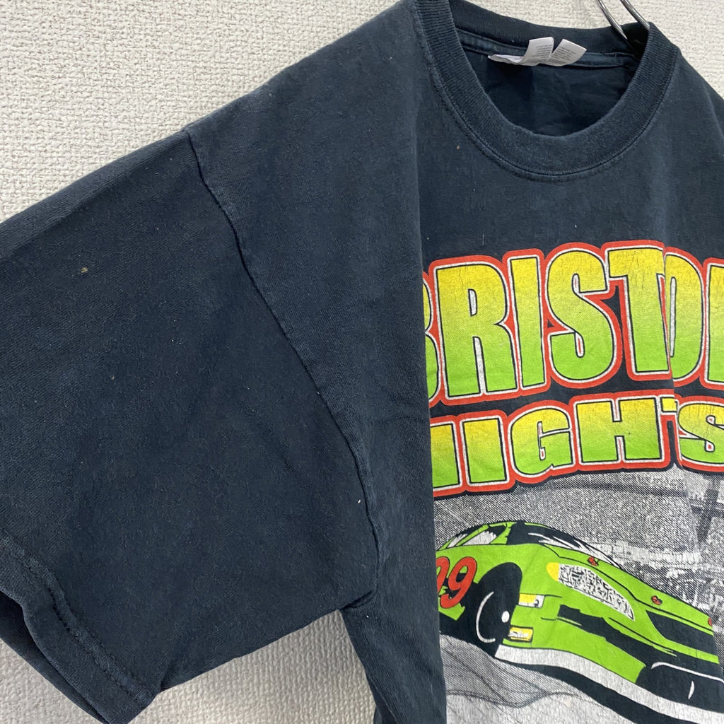 JERZEES　ジャージーズ　半袖プリントTシャツ　レーシング　黒　ブラック　Lサイズ　古着