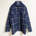 TimberTrail　長袖CPOジャケット　チェック柄　ネイビー　紺　レトロ　デザイン　秋冬服　Mサイズ　古着
