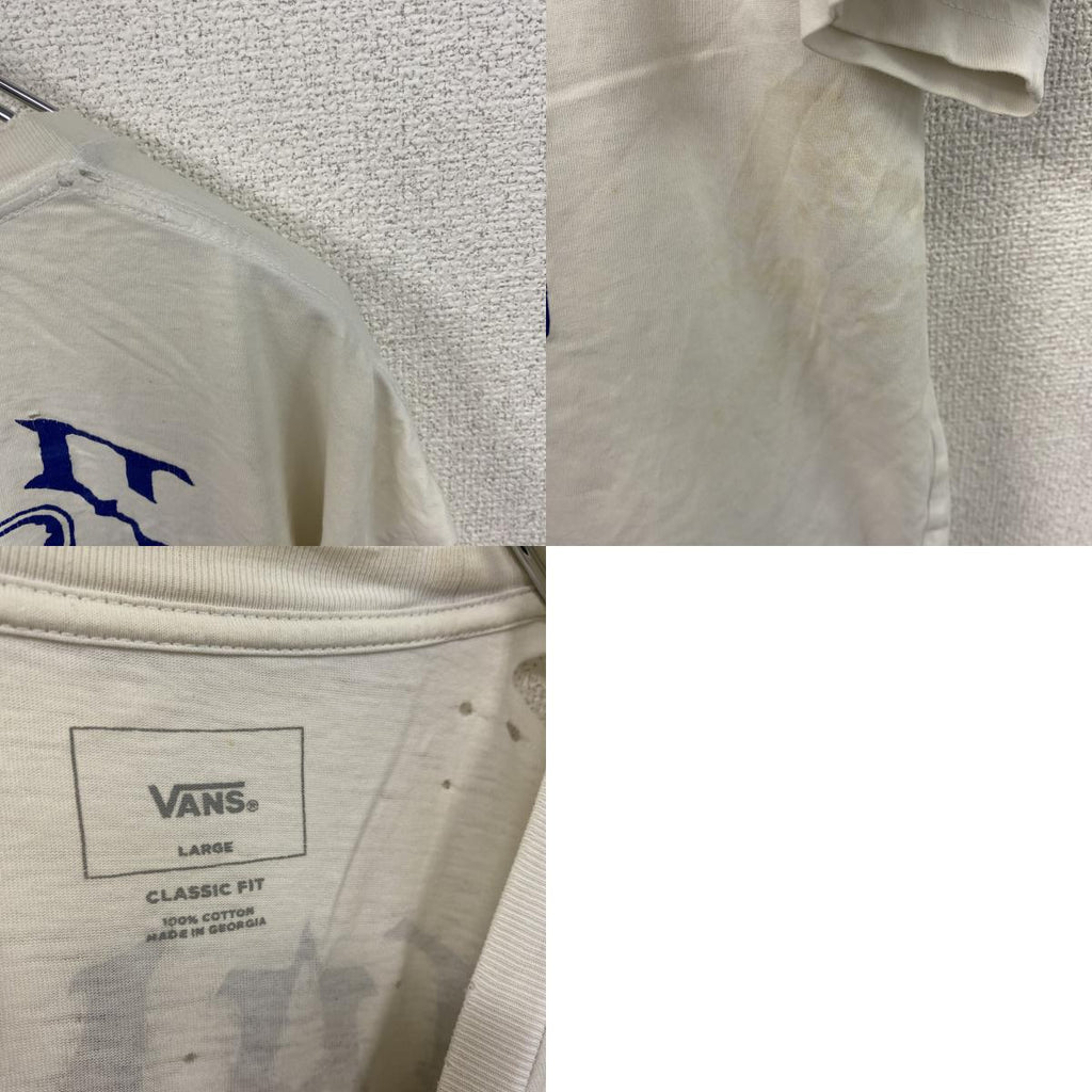 VANS　バンズ　半袖プリントTシャツ　ドクロ　白　ホワイト　Lサイズ　古着