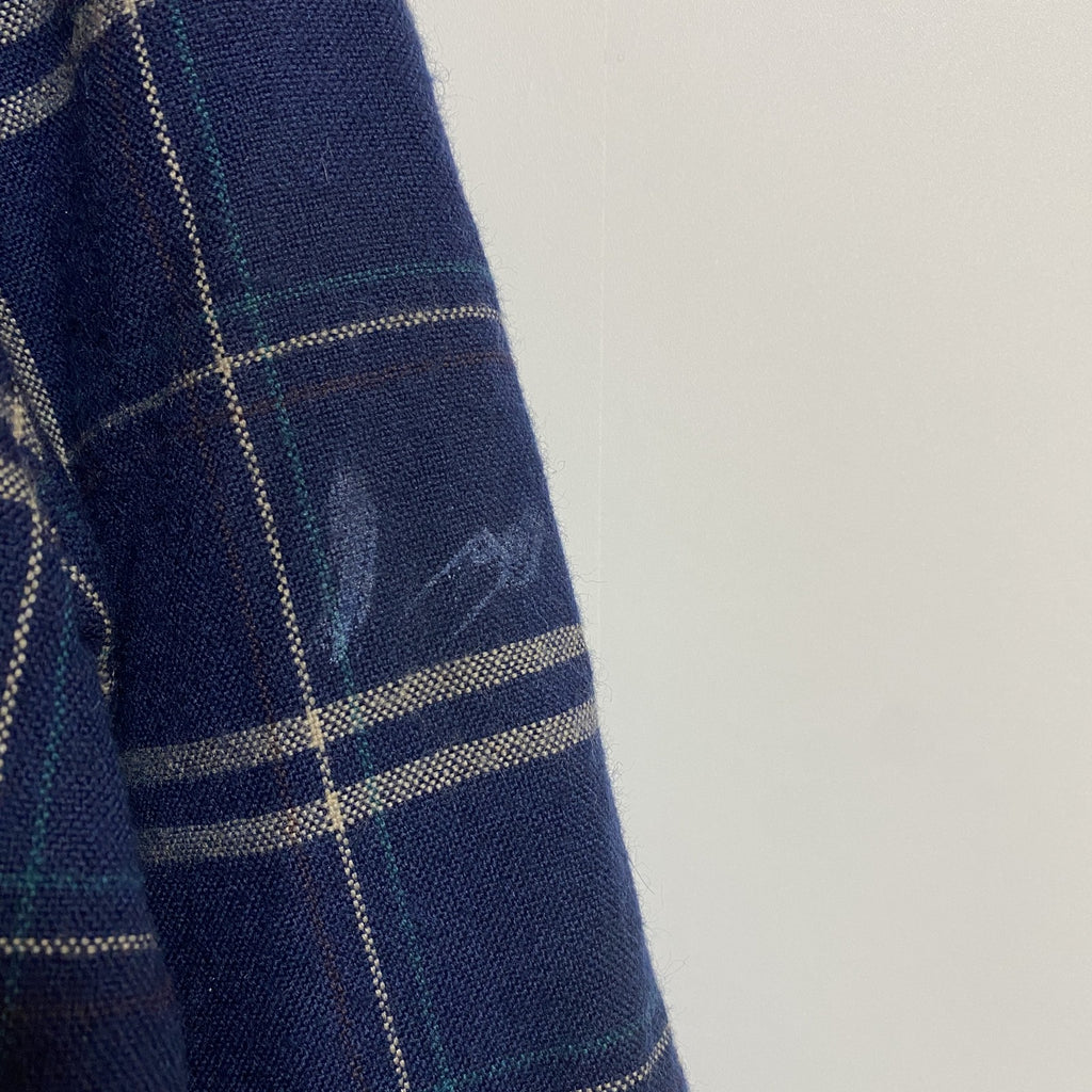 TimberTrail　長袖CPOジャケット　チェック柄　ネイビー　紺　レトロ　デザイン　秋冬服　Mサイズ　古着