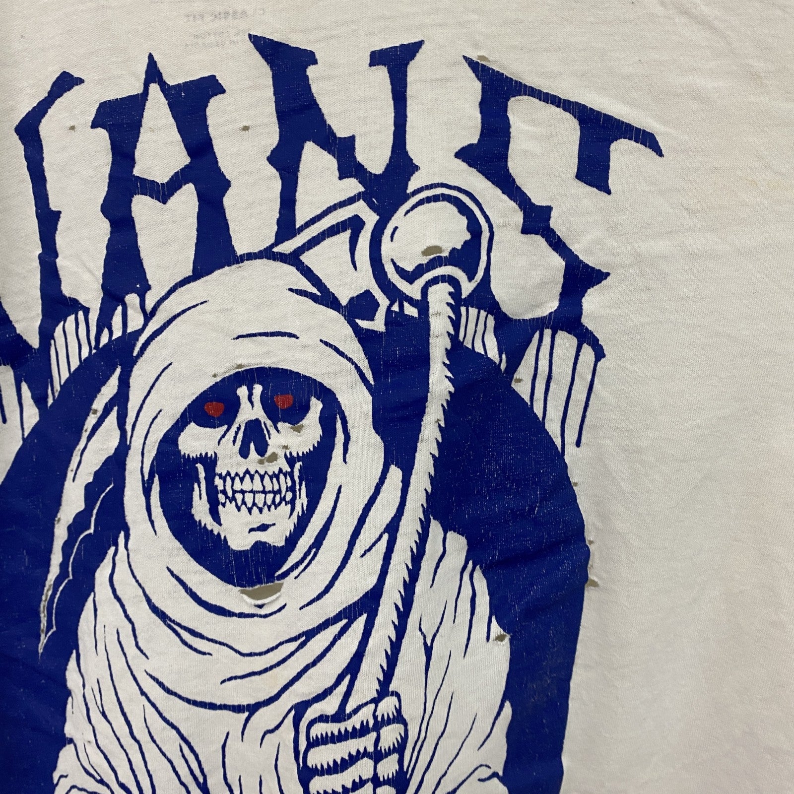 VANS　バンズ　半袖プリントTシャツ　ドクロ　白　ホワイト　Lサイズ　古着