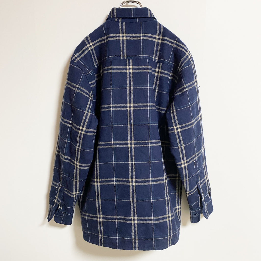 TimberTrail　長袖CPOジャケット　チェック柄　ネイビー　紺　レトロ　デザイン　秋冬服　Mサイズ　古着
