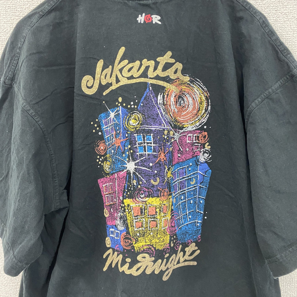 HOR　半袖プリントTシャツ　NEVER Sleep　黒　ブラック　BIGサイズ　古着