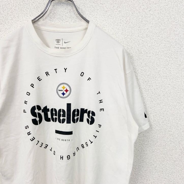 NIKE ナイキ　半袖ロゴプリントTシャツ　NFL　ピッツバーグ・スティーラーズ　白　ホワイト　スポーツ　Sサイズ　古着