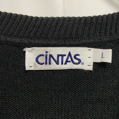 古着 used　90s　CiNTAS　Vネック無地ニットベスト　ノースリーブ薄手セーター　黒　ブラック　ヴィンテージ　Lサイズ