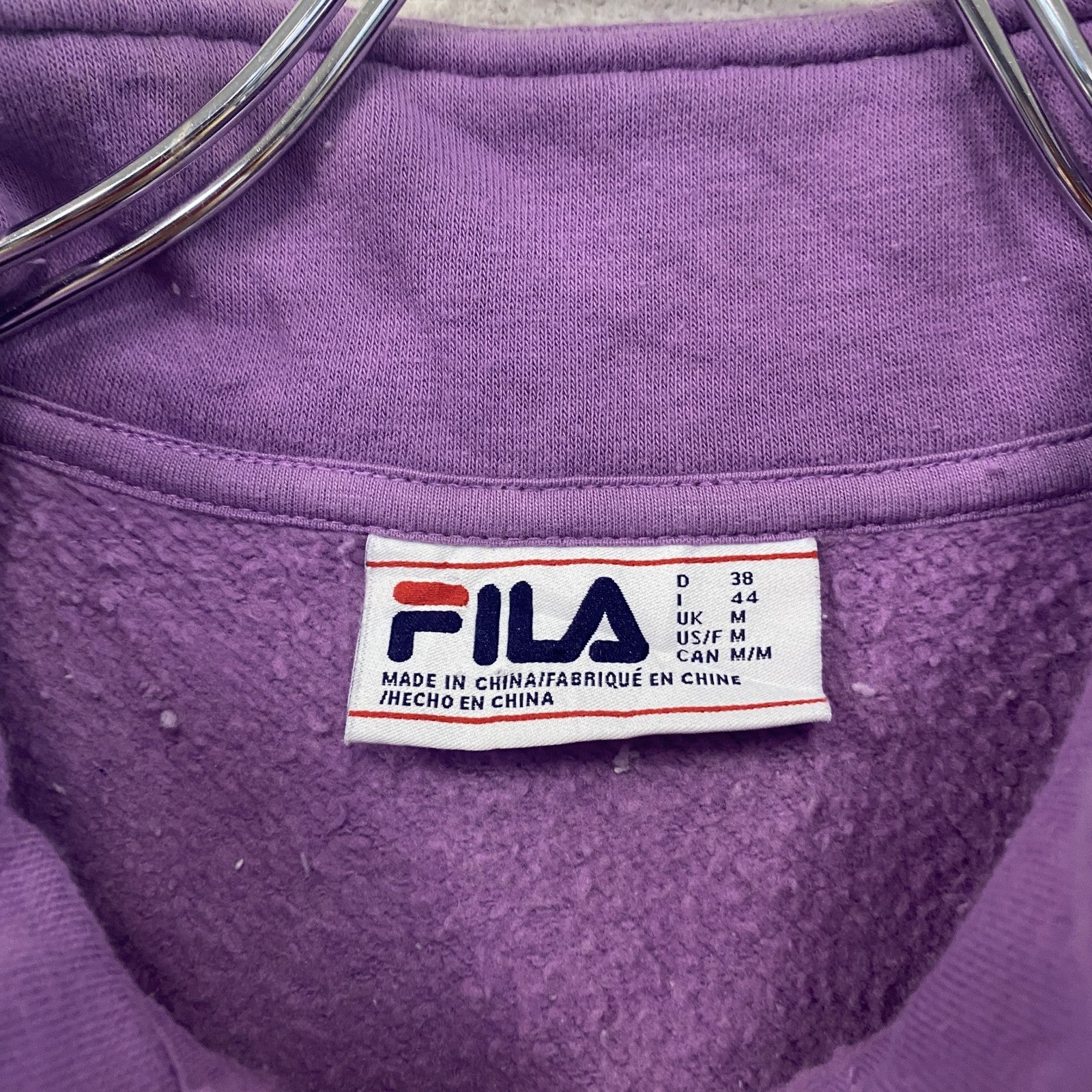FILA　フィラ　ハーフジップスウェット/トレーナー　グレー　灰色　ホワイト　パープル　Mサイズ　古着