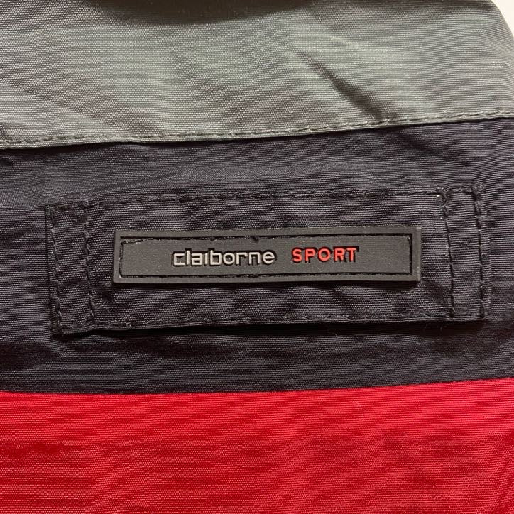 古着 used　claiborne　長袖ポイント刺繍マウンテンジャケット　ハイネックブルゾン　赤　ビッグシルエット　XLサイズ