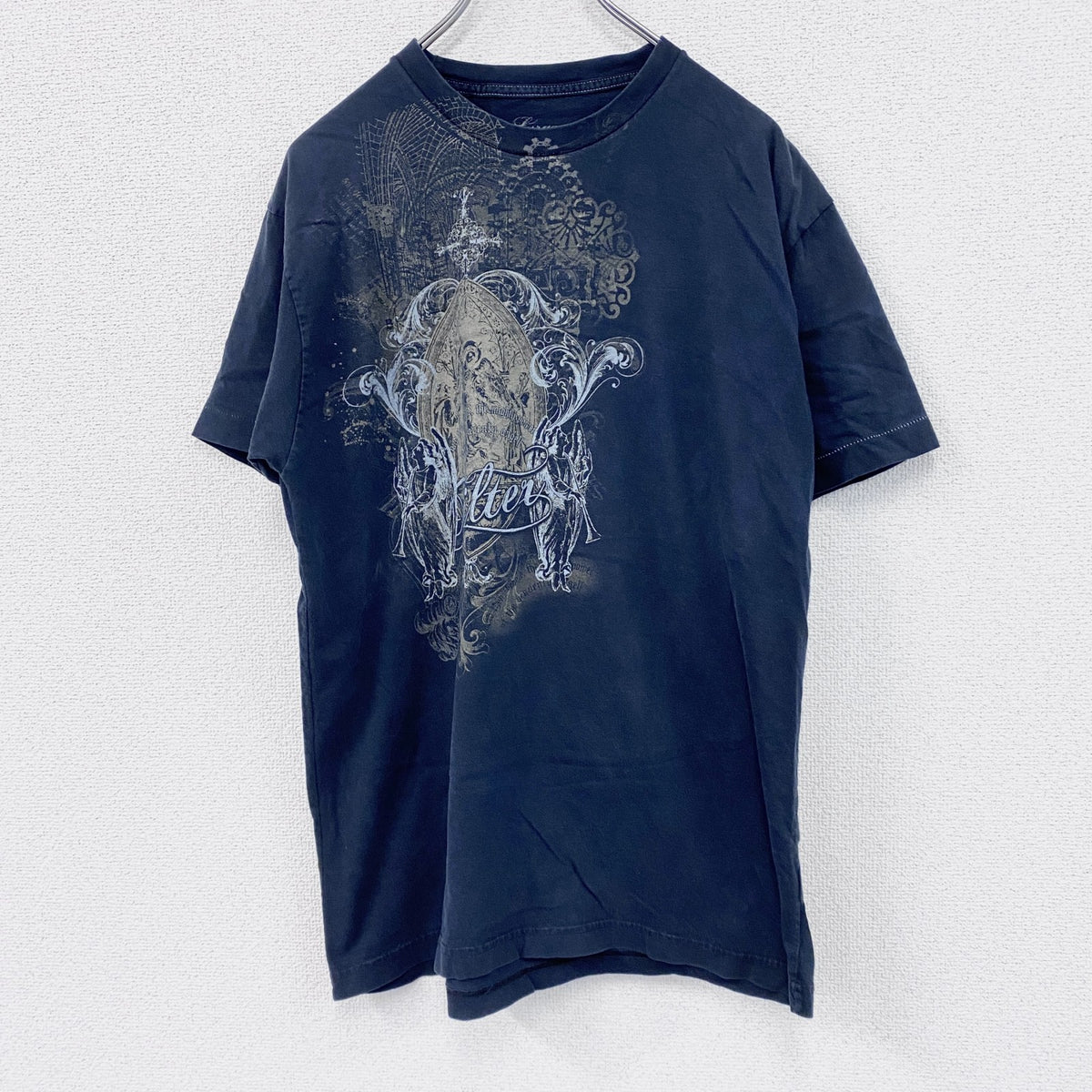 90s　Filter　半袖プリントイラストTシャツ　シングルステッチ　英字プリント　アーチプリント　黒　ブラック　Lサイズ　　ヴィンテージ　古着