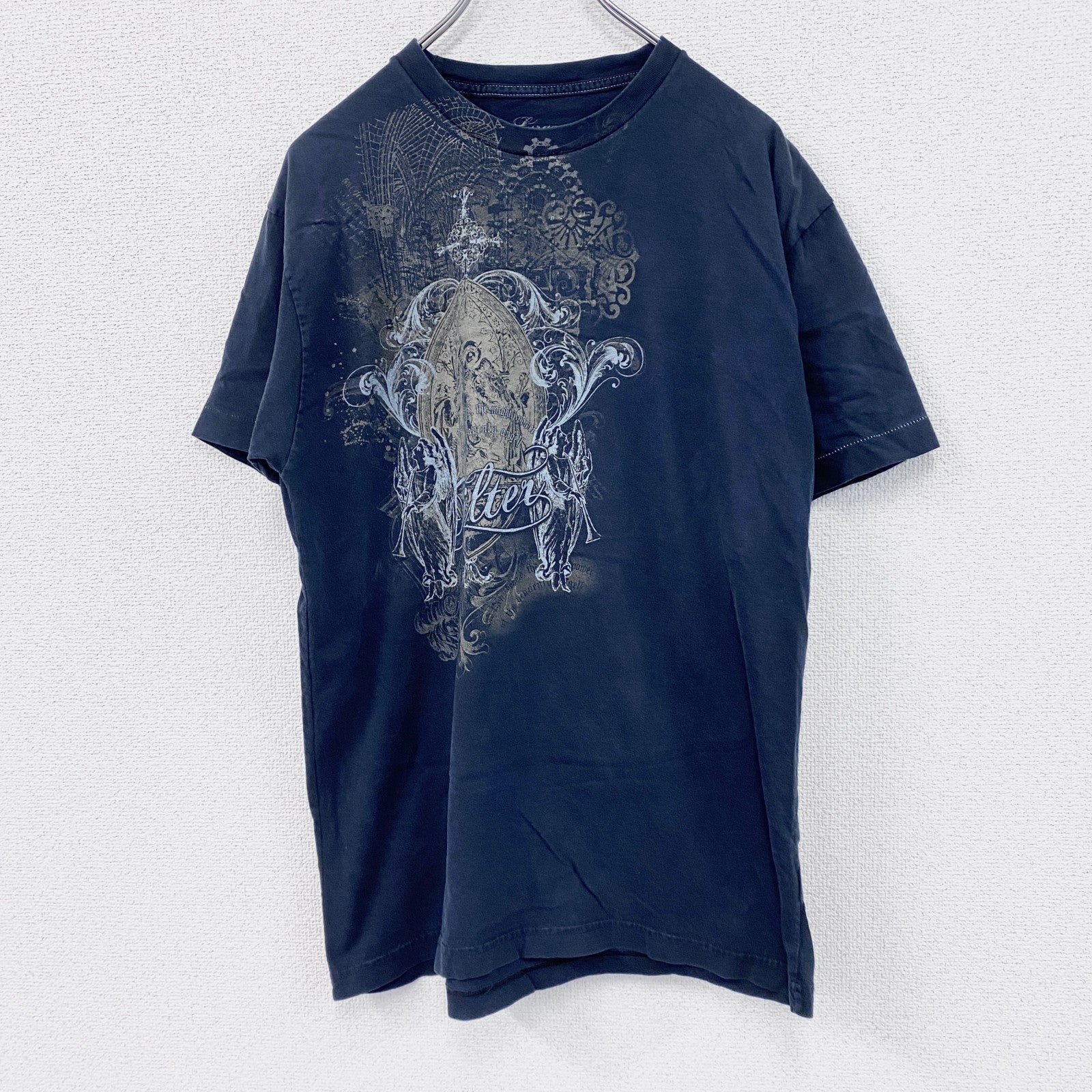 90s　Filter　半袖プリントイラストTシャツ　シングルステッチ　英字プリント　アーチプリント　黒　ブラック　Lサイズ　　ヴィンテージ　古着